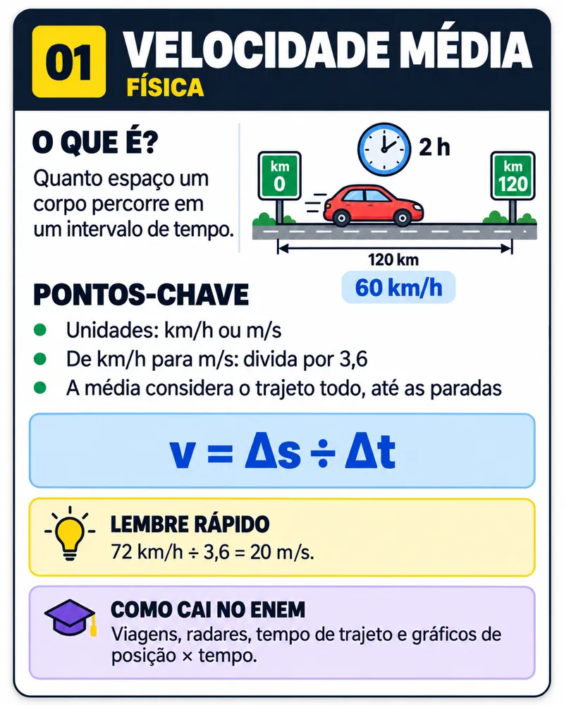 Flashcard de Física: Velocidade média