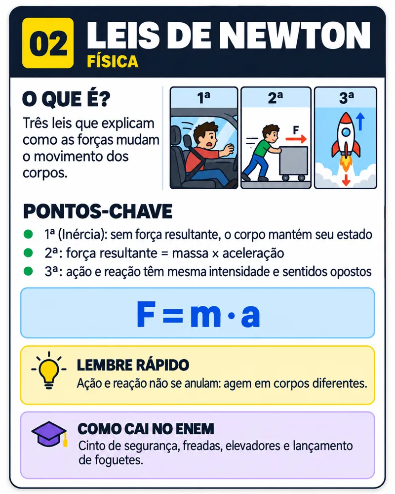 Flashcard de Física: Leis de Newton