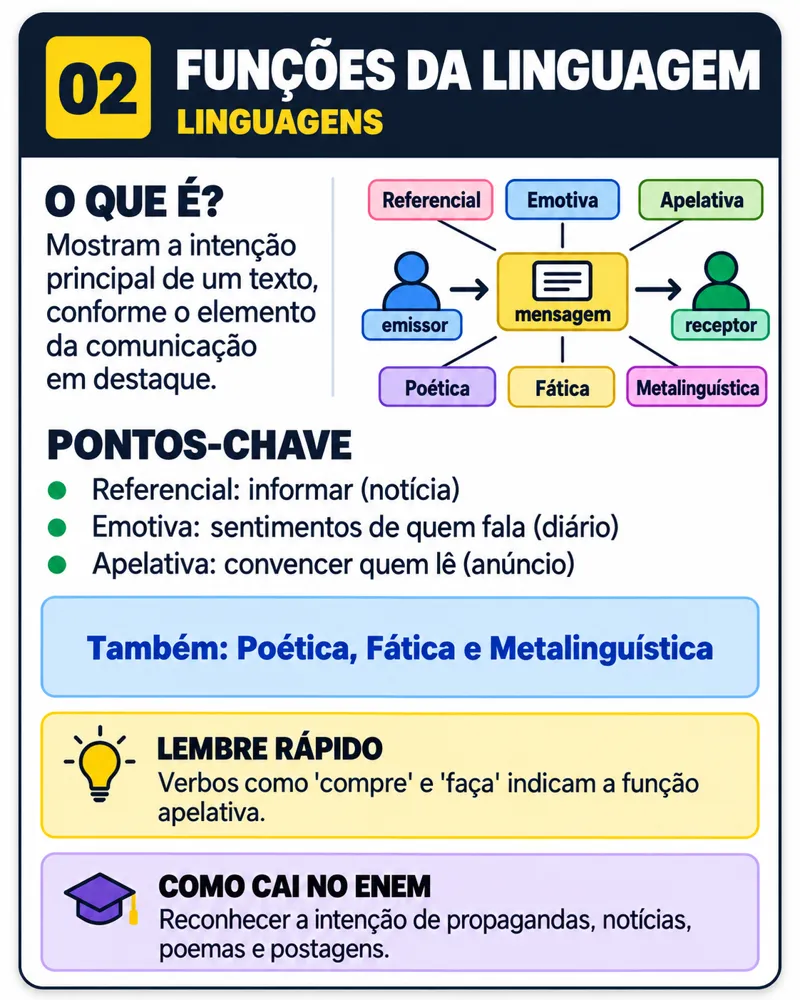 Flashcard de Linguagens: Funções da linguagem