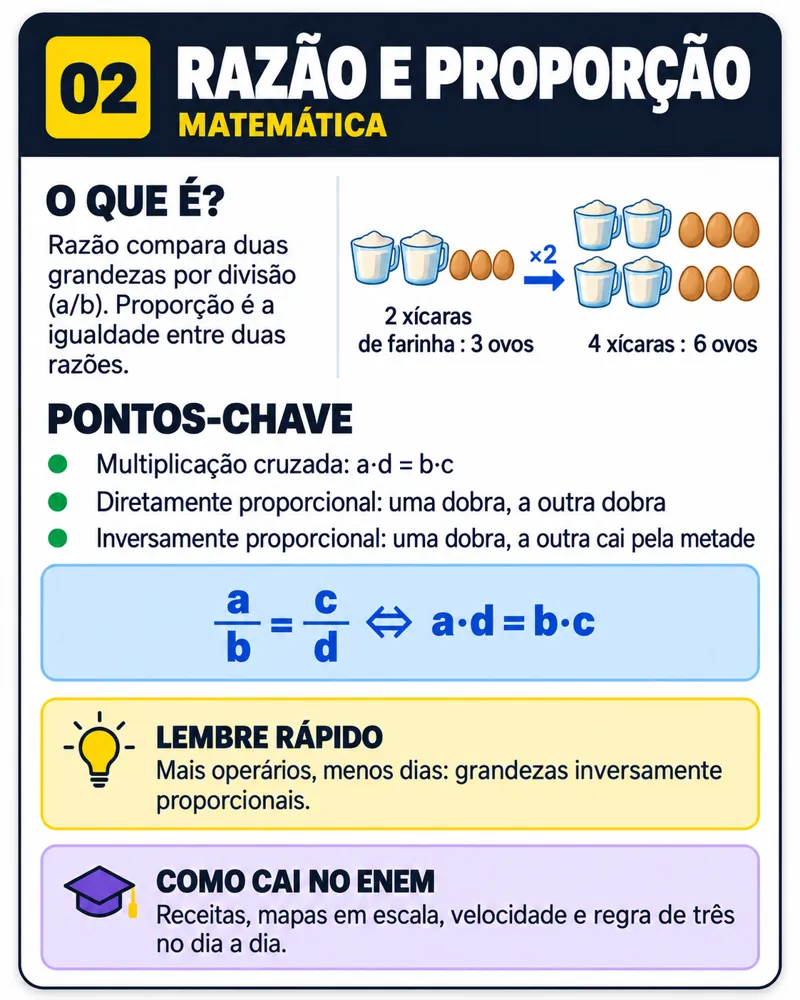 Flashcard de Matemática: Razão e proporção