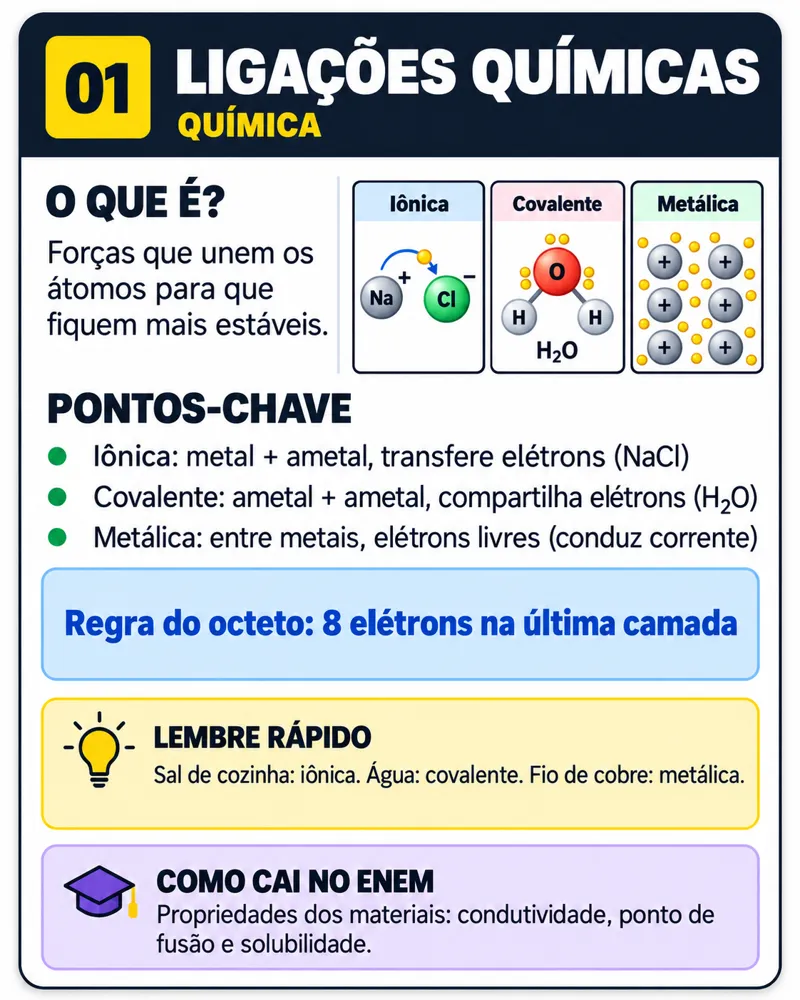 Flashcard de Química: Ligações químicas